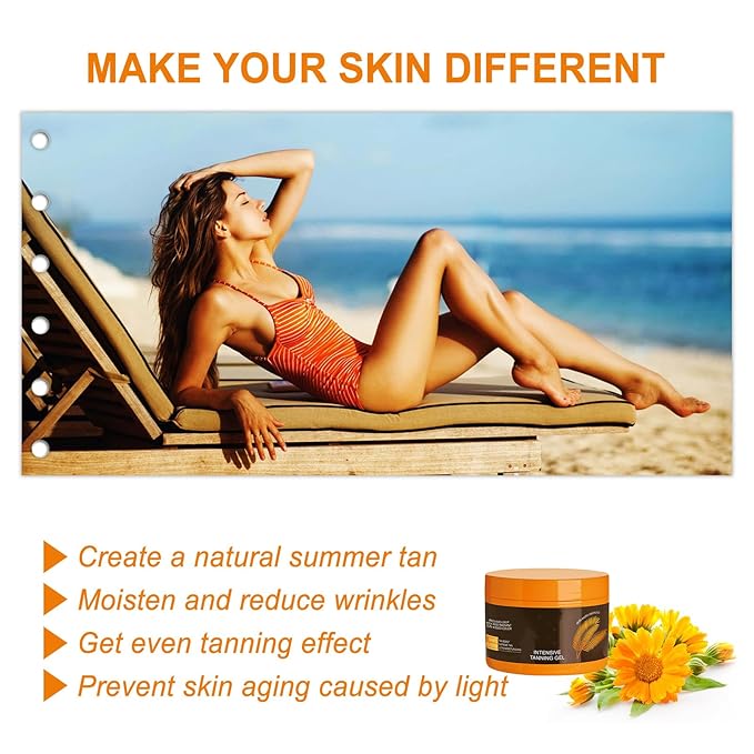 2Pcs Luxury Intensive Tanning Gel, Intensive Tanning Luxe Gel, Natural Tanning Accelerator Cream Gel,Tanning Cream for Sunbeds & Outdoor Sun 5oz/pcs