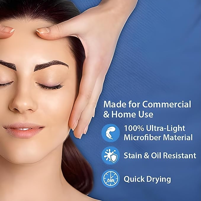 ForPro Professional Collection Premium Microfiber 3-Piece Massage Sheet Set, Ocean Blue, Ultra-Light, Stain, and Wrinkle-Resistant, Includes Flat, Fitted Sheet and Massage Face Rest Cover