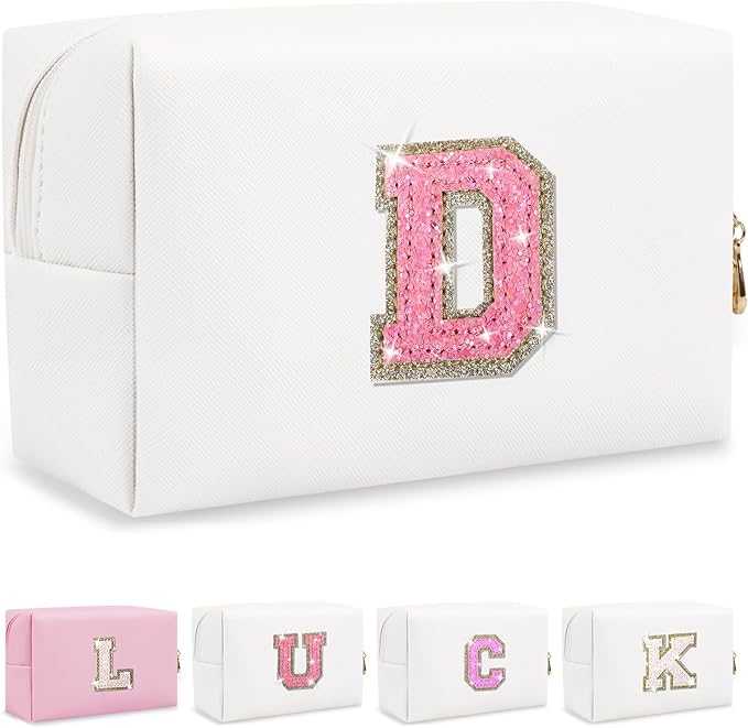 Personalized initial letter makeup bag,