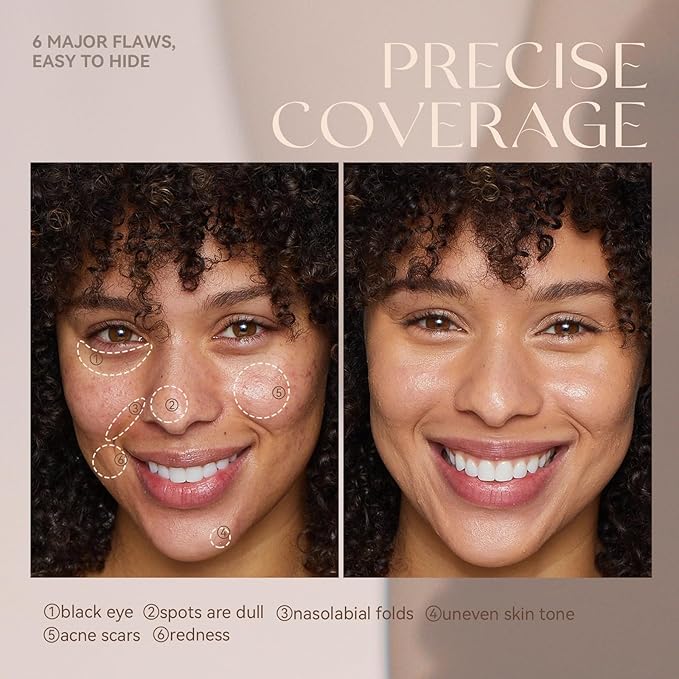 Foundation Makeup,Soft Beige Full Coverage Foundation Makeup（Built-in brush）Vegan Face Makeup(04#)