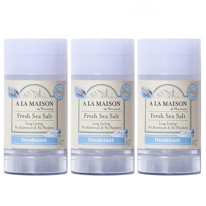 A La Maison Fresh Sea Salt Aluminum Free Deodorant for Women and Men - Natural Deodorant (3 Stick Bulk Pack)