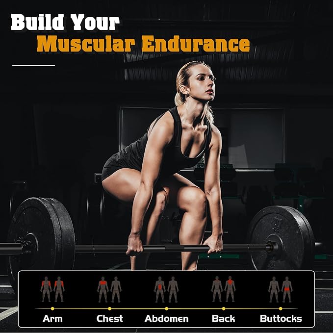 FEIERDUN Olympic Barbell EZ Curl Bar 47in/4ft/5ft/6ft/7ft for Weightlifting 2 inch 2 Spring