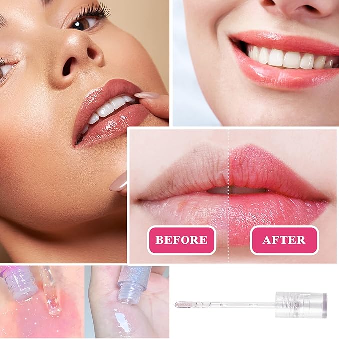 6 PCS Clear Glass Hydrating Lip Women,Lip