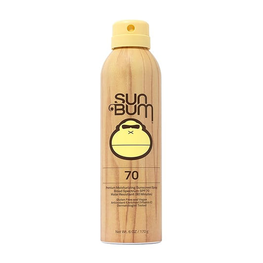 Sun Bum Original SPF 70 Sunscreen Body Spray - Broad Spectrum Moisturizing Sunscreen with Vitamin E - Hawaii 104 Act Compliant (Made without Octinoxate & Oxybenzone) - 6 oz