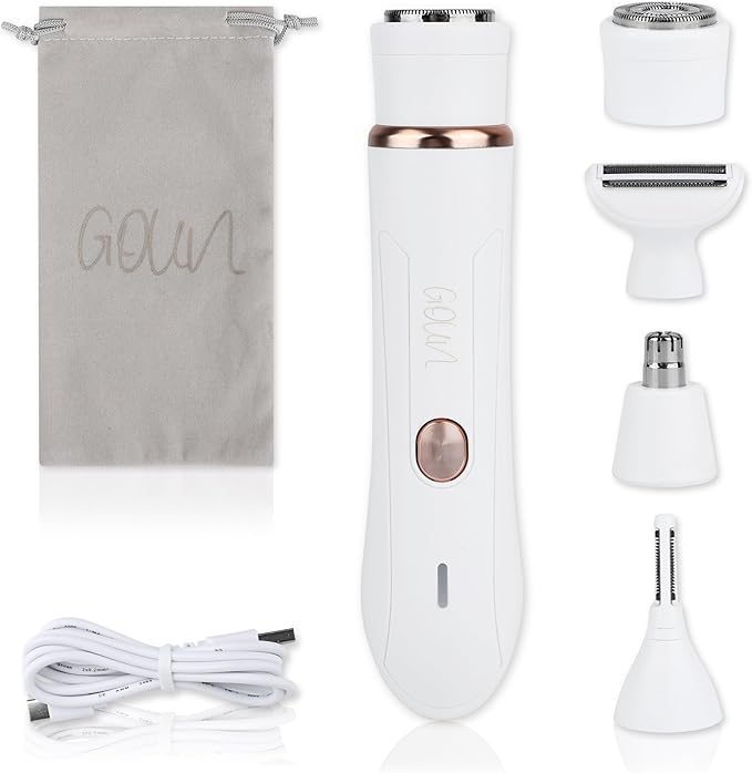4-in-1 Facial Hair Removal for Women, Electric Painless Shaver, USB Rechargeable, Lip Chin Cheek Trimmer