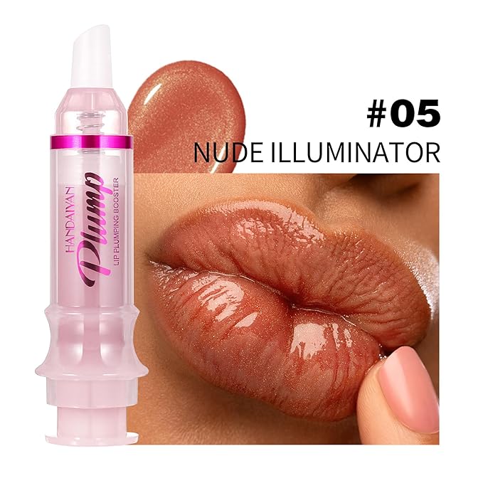 Plumping Lip Oil with Fresh Ginger Extract - Instant Fuller Lips, Ultra-Hydrating & Nourishing Glossy Lip Glow Oil, Lip Plumping Booster for Smooth, Defined Lips (#05 NUDE ILLUMINATOR, 1)