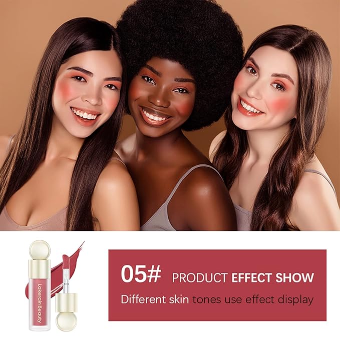 Liquid Blush, Soft Cream Face Blush, Velvet Liquid Blush Makeup Natural Matte Finish Looking, Long-Lasting, Smudge Proof, Moisturizing Lightweight Blendable Feel 05#