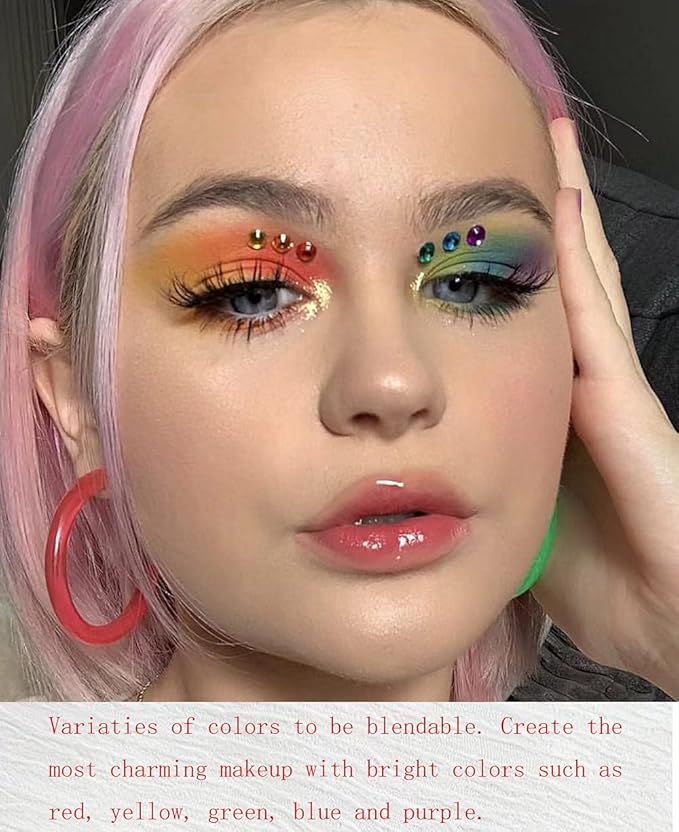 Rainbow Eyeshadow Palette - 9 Colors, High Pigmented, Bright Neon, Waterproof & Natural Finish