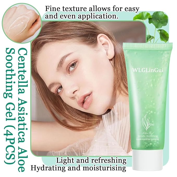 4PCS Aloe Vera Gel Moisturizer for Face,Hydrating Fast Absorbing Face Moisturizer After Sun Care,Moisturizing Long Lasting Non-Sticky Travel Size Aloe Vera Gel for Sunburn Relief