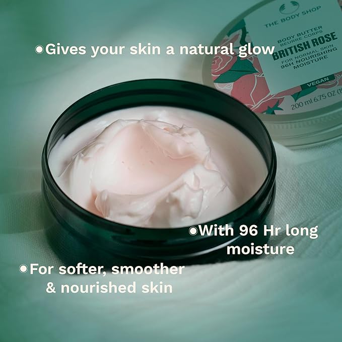 The Body Shop British Rose Body Butter – Nourishing & Moisturizing Skincare for Normal Skin – Vegan – 6.75 oz