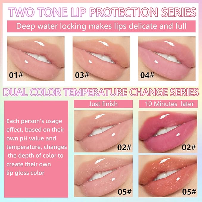 Double Colors Lip Glow Oil, Fruit Flavoured Clear Glow