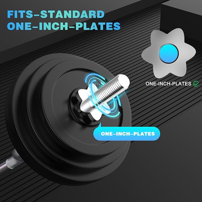 47" EZ Curl Bar Weight Lifting Bar 1-inch Curling 2 Star (300lb Weight