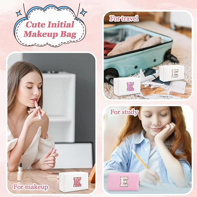 Personalized initial letter makeup bag,
