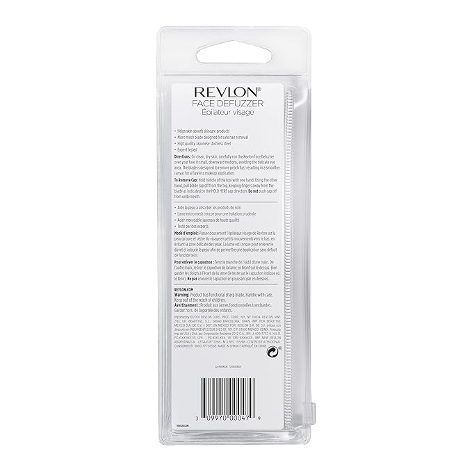 Revlon Face Defuzzers, High Precision Hair Removal and Dermaplaning Blade, Smooth Skin, Made with Stainless Steel, 2 Count