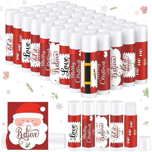 50 Pieces Christmas Santa Lip Balm Moisturizing