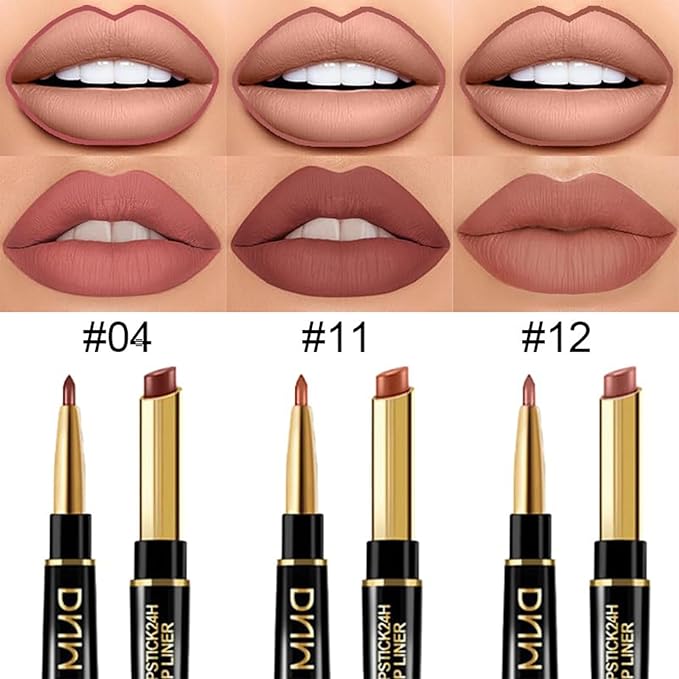 PHOERA Foundation Full Coverage,3Pcs Lip Liner and Lipstick Beige+Lip SetA)