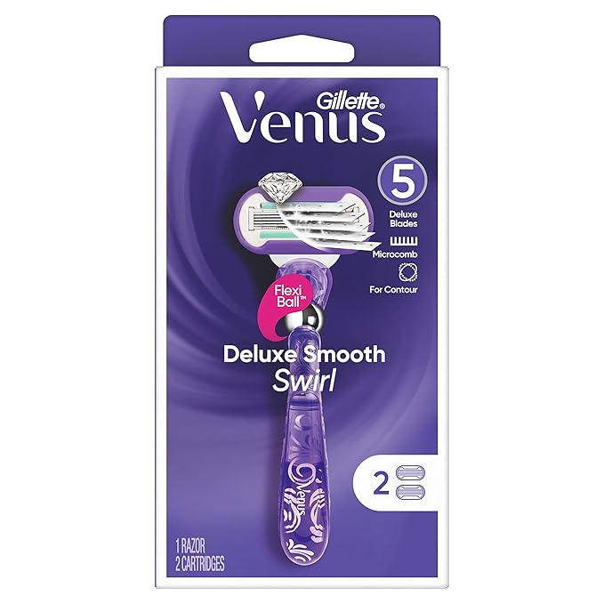 Gillette Venus Deluxe Smooth Swirl Women's Razor Handle + 2 Blade Refills (Pack of 2)