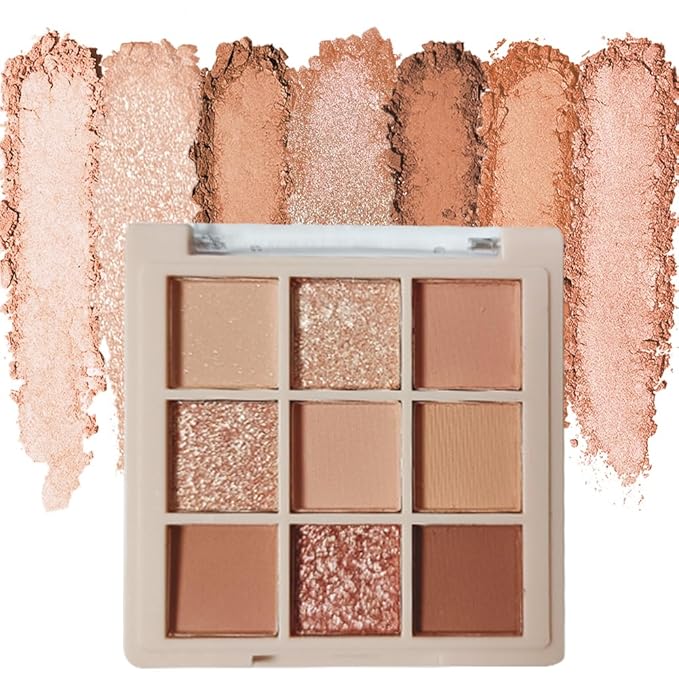 Eyeshadow Palette Makeup- 9 Colors Naked Eyeshadow Palette Matte Shimmer Korean Natural Eye Shadow palettes Highly Pigmented Naturing-Looking Long Lasting (#03)