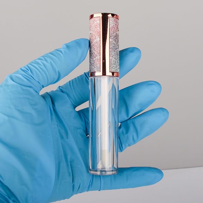 COSIDEA 15pcs Round Empty 5ml 0.17oz lip gloss tubes with wand and fish scale leather cap Lipgloss tube containers for lip oil packing