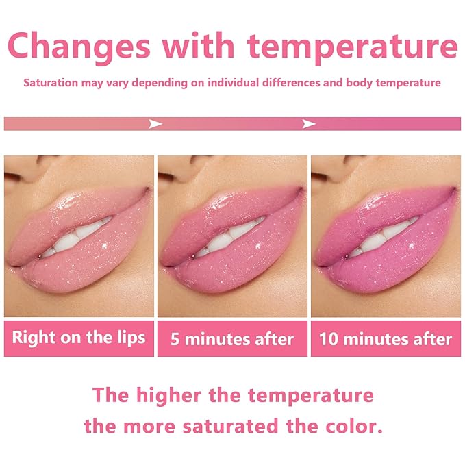 2PCS Color Changing Lip Oil, Magic Color Changing Changing