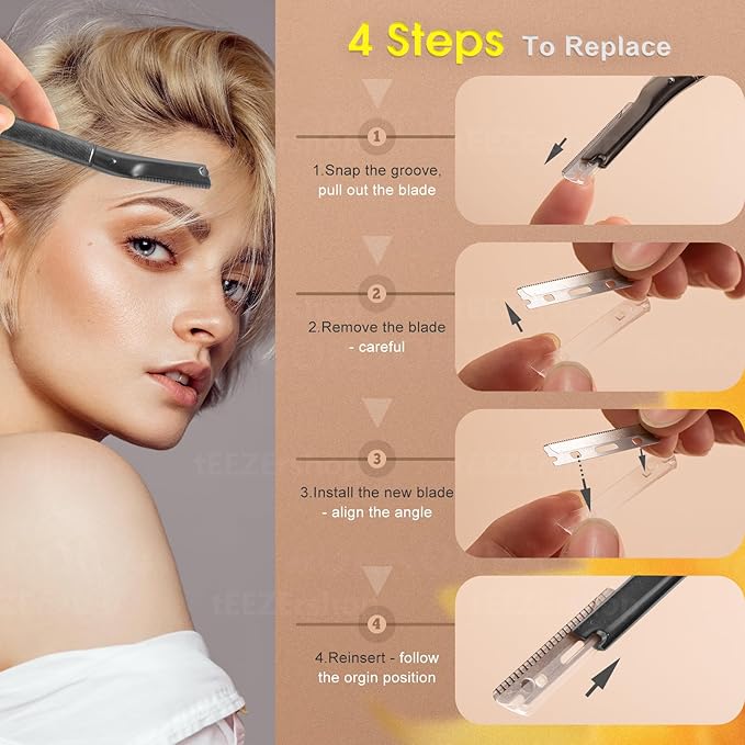 Dermaplane Razor for Women Face with 20PCS Blades,Professional Facial Razors for Peach Fuzz and Eyebrow Hair Removal,Stainless Steel Multipurpose Face Shavers with Gift (Black)