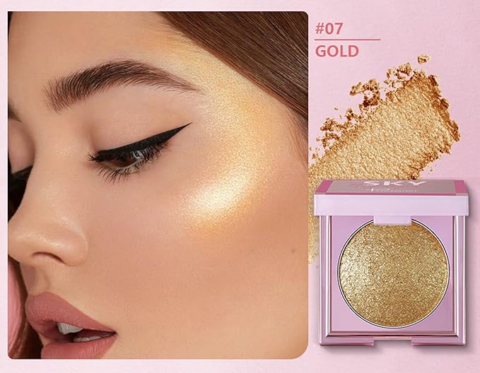 MAEPEOR Face Highlighter Palette 8 Colors Smooth Shimmer Makeup (old) 07 G