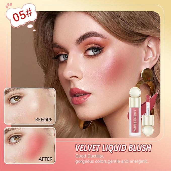 Liquid Blush, Natural Matte Velvet Finish, Soft Cream Bright Red)
