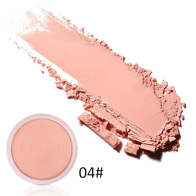 Boobeen Blush Compact for Face, Matte Baked Cream with Puff