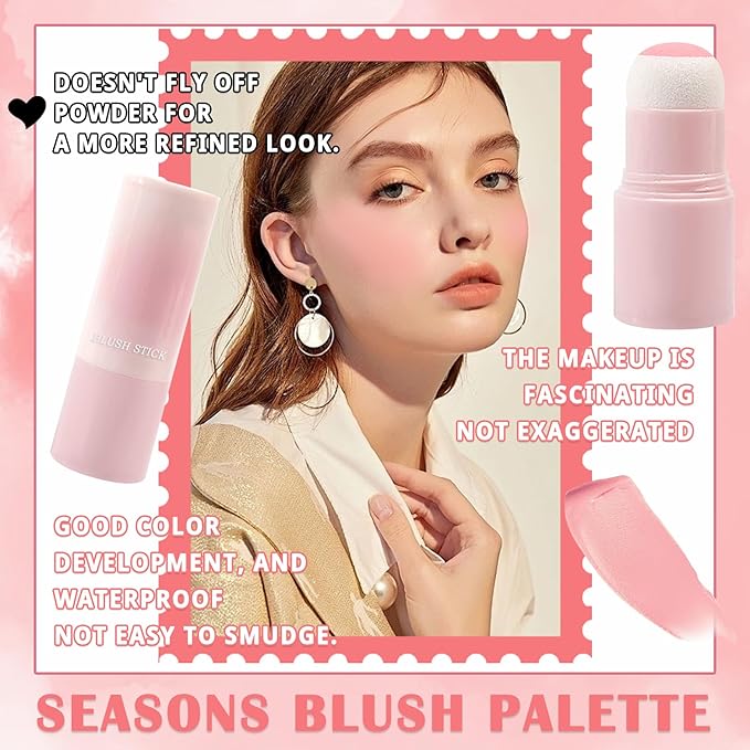 Matte Contour Blush Stick for Cheeks and Face - Buildable Shimmer Facial Blusher Shades - Blendable Cosmetic Makeup 02