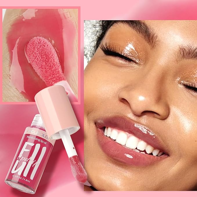 2PC Lip Glow Oil Hydrating 6 Colors, Moisturizing Glow