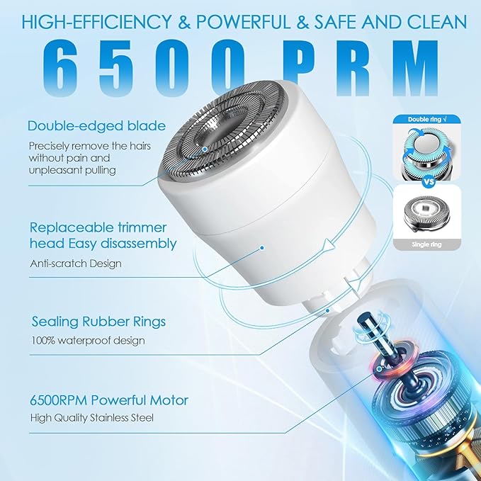 5 in 1 Facial Hair Removal and Bikini Hair Trimmer for Women, Nose Eyebrow pubic Hair Trimmer,Replaceable Electric Razors, Waterproof Electric Shaver Easy Cleaning, Women's Grooming Kit