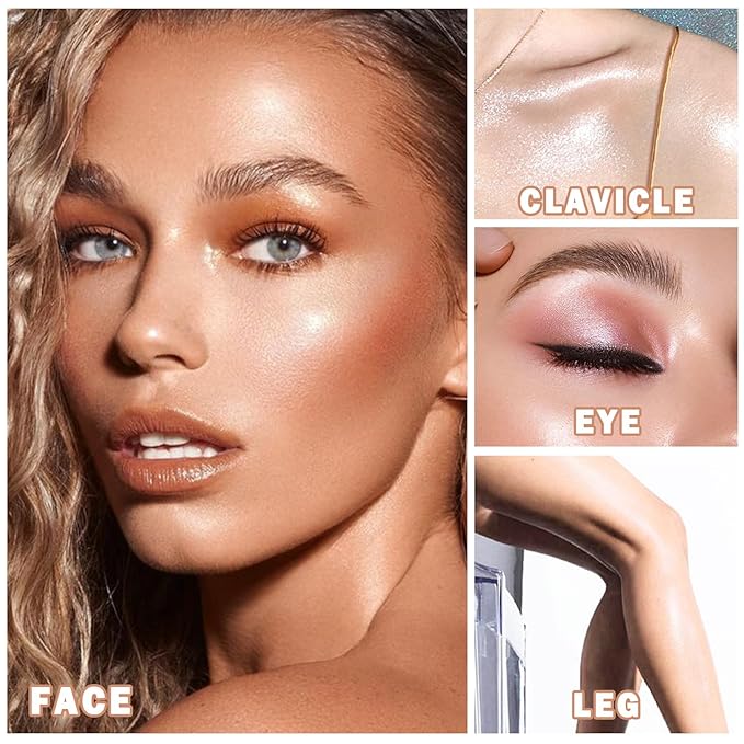 Body Hair Glitter Powder Highlighter Makeup Powder Polvo Makeup-Pearl White