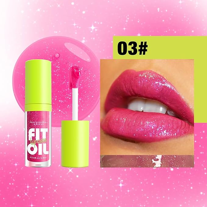 8 Colors Lip Oil Lip Glaze, Hydrating Lip Glow Oil Big Brush Head Shiny Moisturizing Lip Gloss, Long Lasting Non-sticky Fresh Transparent Tinted Plumping Lip Oil (# 03)