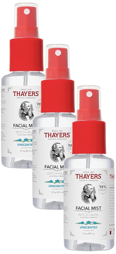 THAYERS Witch Hazel Facial Mist Toner with Aloe Vera, Unscented, Trial Size, 3 Ounce (Pack of 3)
