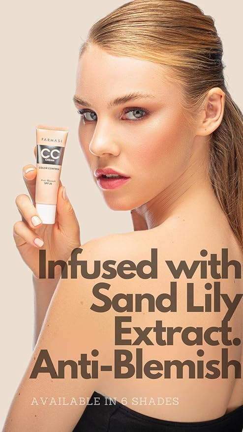 FARMASi CC Color Control Cream, Natural and Flawless Finish, Enriched Formula with Multimineral & Spf 25+, All-Day Hold, All Skin Types, 1 fl. oz, 06 Deep