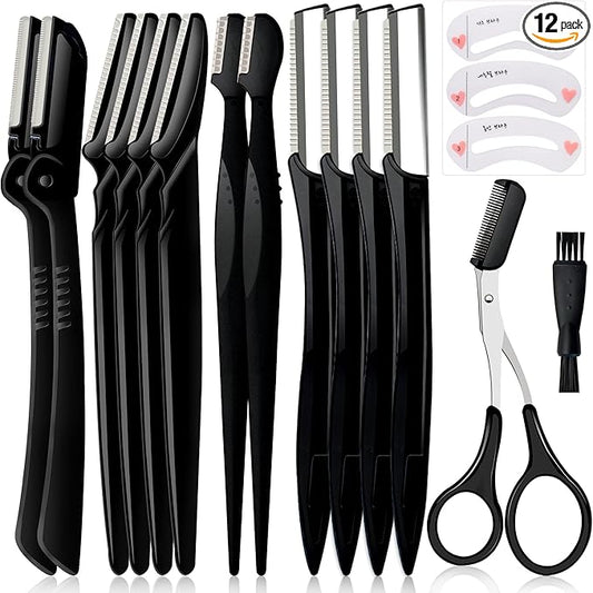 Eyebrow Razor Pack, Multipurpose Dermaplaning Face Razors for Women Facial Hair Removal/Exfoliating/Eyebrow Face Shavers/Peachfuzz, Bulk Straight Eyebrow Trimmers for Women