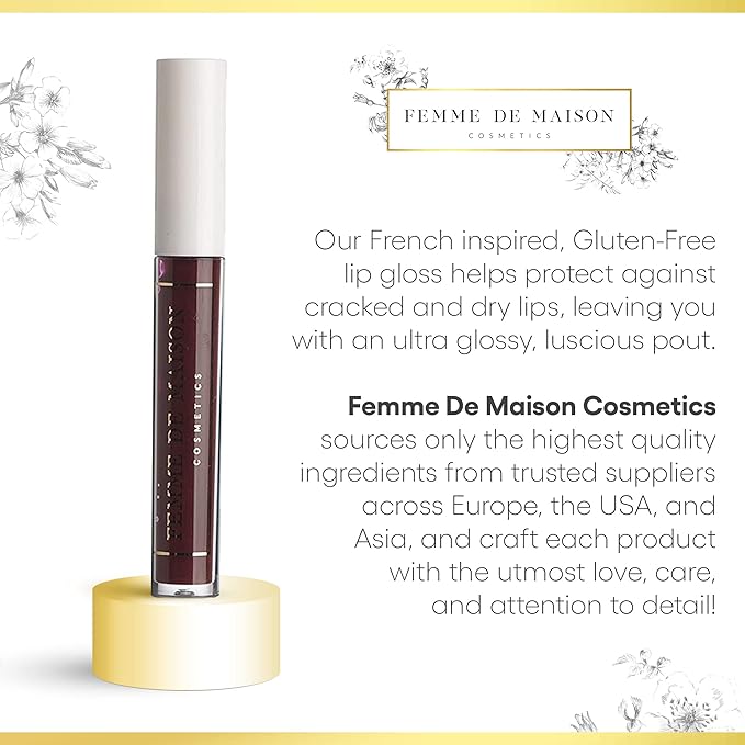 Cosmetics, Lustre Lip Gloss, Moisturizing, Long Lasting with Squalane & Vitamin E, 100% Gluten, Paraben & Phthalate-Free, Never Sticky, Soft, Natural Colors (Figue Noir 10)