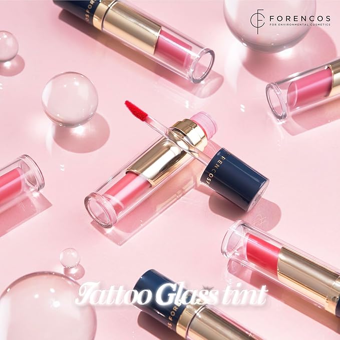 FORENCOS Tattoo Glass Lip Gloss Tint, Korean Glossy Tint/Stain, High Pigmentation, Glasting Shine, Long Lasting, Moisturizing, Lightweight, Non-Sticky Formula (06 FRANC)