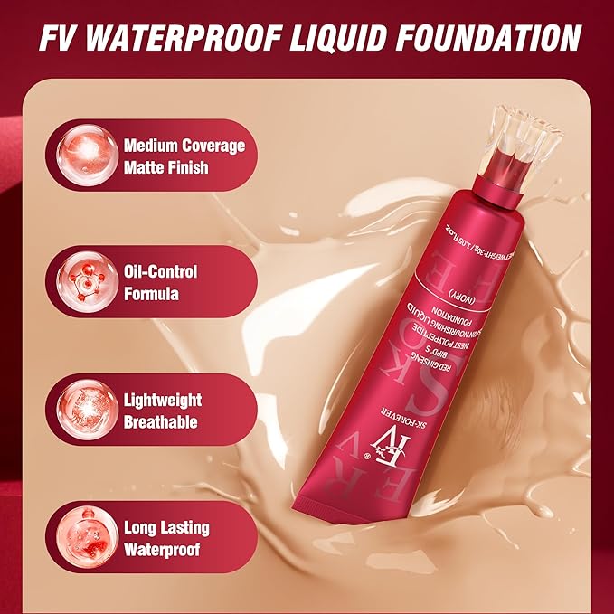 FV Waterproof Foundation with Medium Coverage, Oil-free & 30g