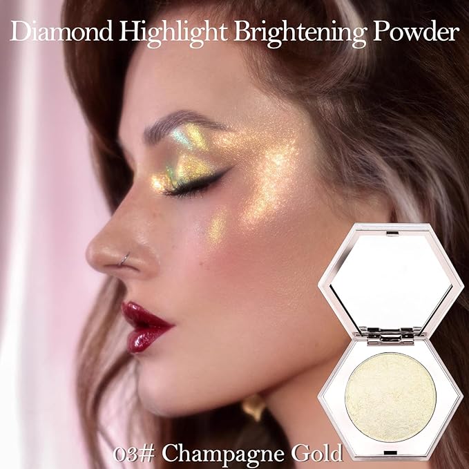 Erinde Champagne Gold Face Highlighter Makeup Palette, Shimmer