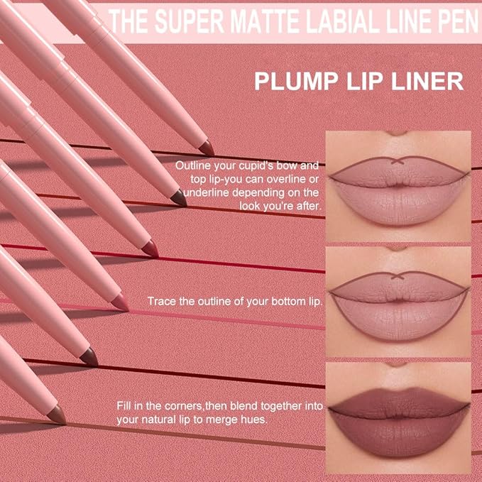 evpct Cherry Red Matte Creamy Retractable Lip Liner Pencils for Shaping & Sculpting Lips, Lip Pencils for Women Long Lasting Waterproof Rich Lip Colors Liner Crayon Lipstick delineador de labios 01