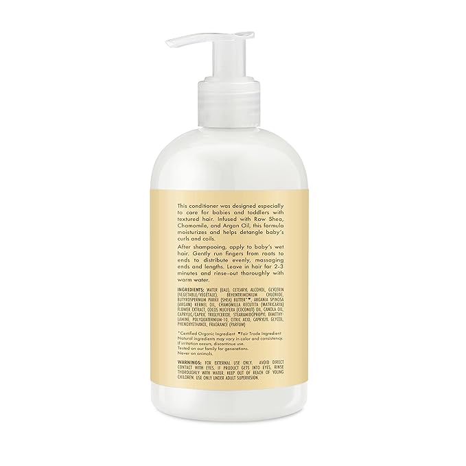 SheaMoisture Baby Conditioner for Curly Hair Raw Shea, Chamomile and Argan Oil Moisturizes and Helps Detangle Delicate Curls and Coils 13 oz