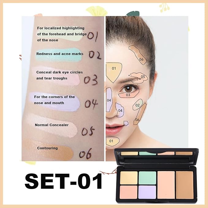 6 Colors Correcting Concealer Palette, 6 In 1