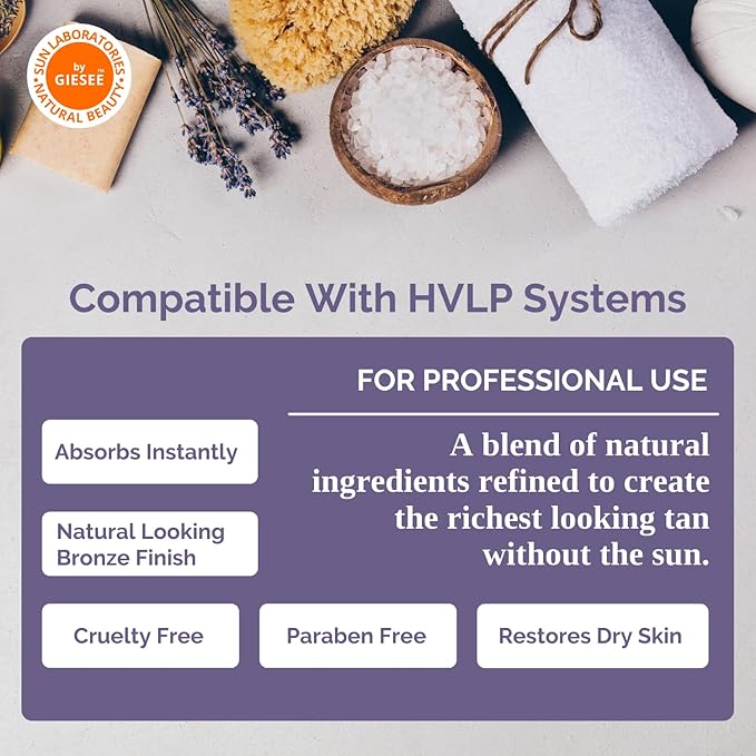 Sun Laboratories By Giesee Dark Sunsation Spray Tan Solution 1/2 Gallon - Professional Self Tanner, Spray Tan, Fake Tan, Airbrush Tanning Solution, Non-Toxic, Dark Sunless Tanning Spray