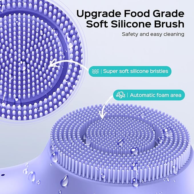 COSLUS Face Scrubber Facial Cleansing Brush: 2 in 1 Spin and Vibration Patented Tech, Silicone Electric Exfoliator Scrubber with Automatic Foaming, Waterproof Face Cleanser Brush for Men and Women