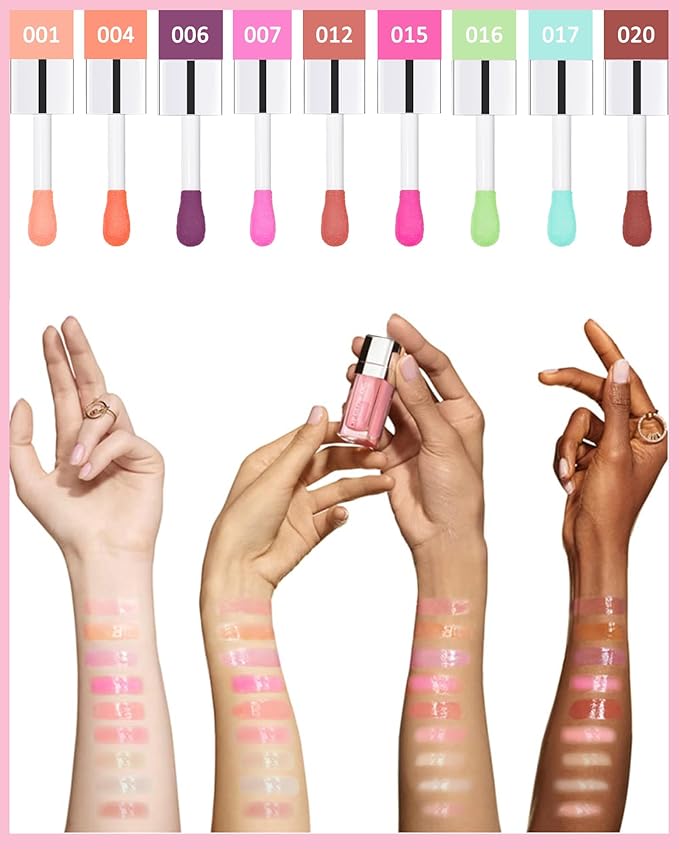 Tinted Moisturizing Lip Glow Oil,Hydrating Plumping Lip Gloss Lip Care Clear Toot Lip Oil for Dry Lip,Glow Reviver Lip Oil,Shine Lip Tint Stain Lip Care Product,Christmas Makeup Gift for Women-#016