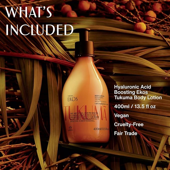 natura - Ekos Tukumã Replenishing Body Lotion - Vegan Skin Care - Moisturize & Improve Skin Texture - Boost Hyaluronic Acid - Brazilian Beauty Secrets - Self Care & Body Care - 13.5 fl oz (400ml)