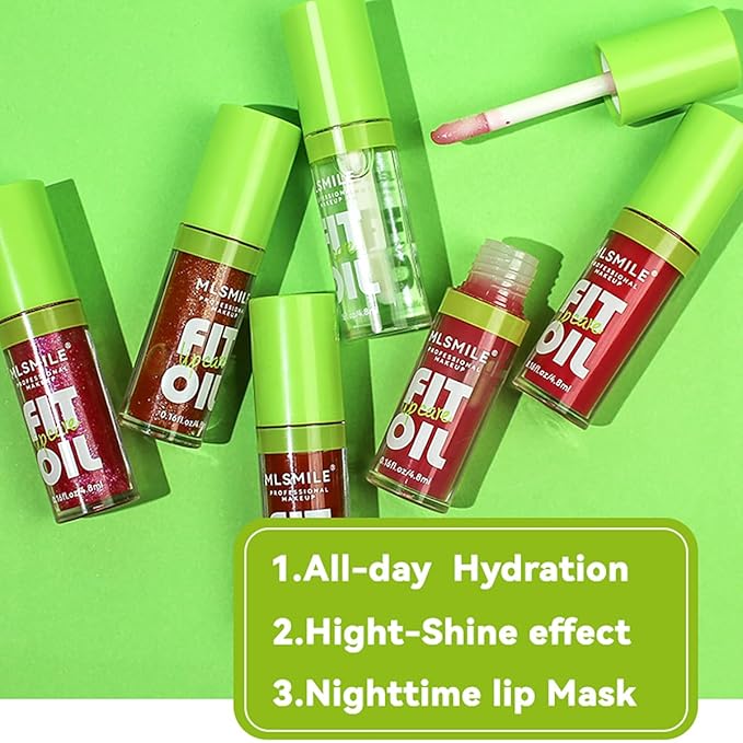 4 Colors Lip Oil Lip Glaze, Hydrating Lip