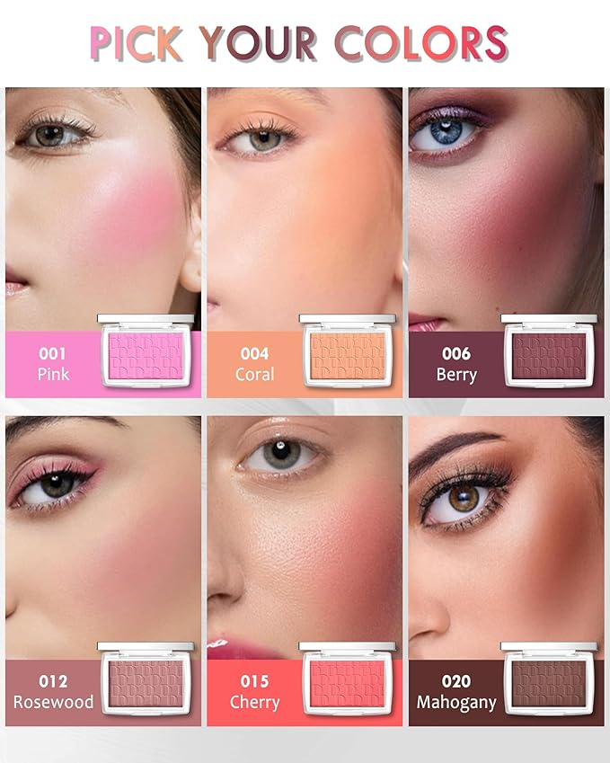 Pink Powder Blush Palette, Matte Powder Makeup Blush Enhancing -#Pink