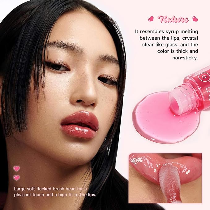 Lip Plumper Gloss High-Shine Liquid Lip Plumping Color, Long-Lasting Plumper Pout, Moisturizing, Non-Sticky With Natural Ginger Extract Portable 6 Colors (05#Raspberry)